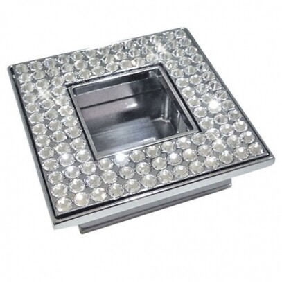 Puxador Square Cromado Diamond para Box - Fixao Dupla Face - Zen Design (Par)