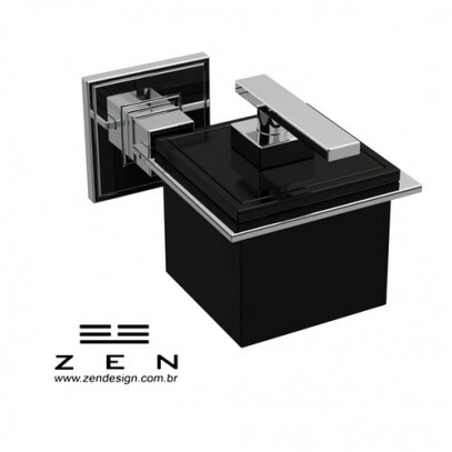 Saboneteira Lquida Fixa Polido/Cromo/Preto Jazz Zen Design BA0032