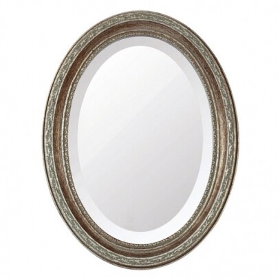 Espelho Oval Bisot Pequeno Prata Envelhecido Ornamental Art Design