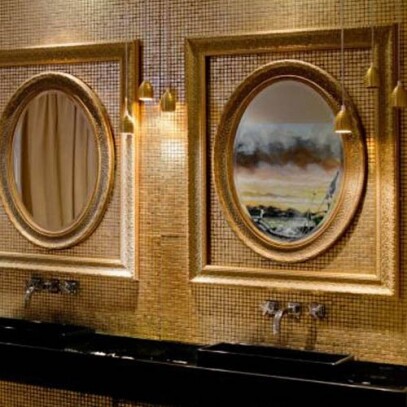 Espelho Oval Bisot Pequeno Ouro Envelhecido Ornamental Art Design