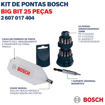 Kit de Pontas Big Bit Bosch 25 peas
