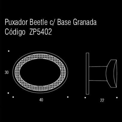 Puxador Beetle c/ Base Granada Nquel Escovado Zen Design