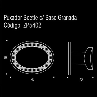 Puxador Beetle c/ Base Granada Preto Zen Design